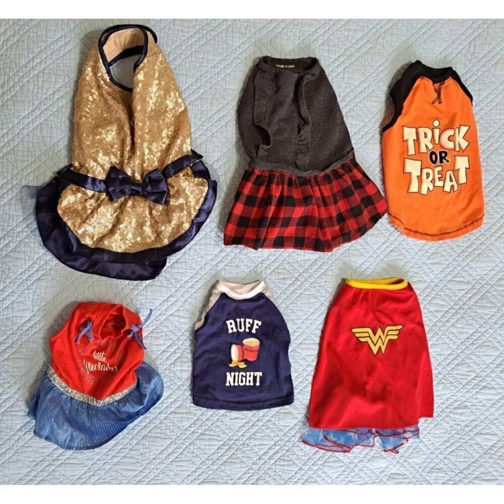 6 Dog Costumes Christmas/New Year's/July 4th/Kegger/Wonder Woman/Trick or Treat
